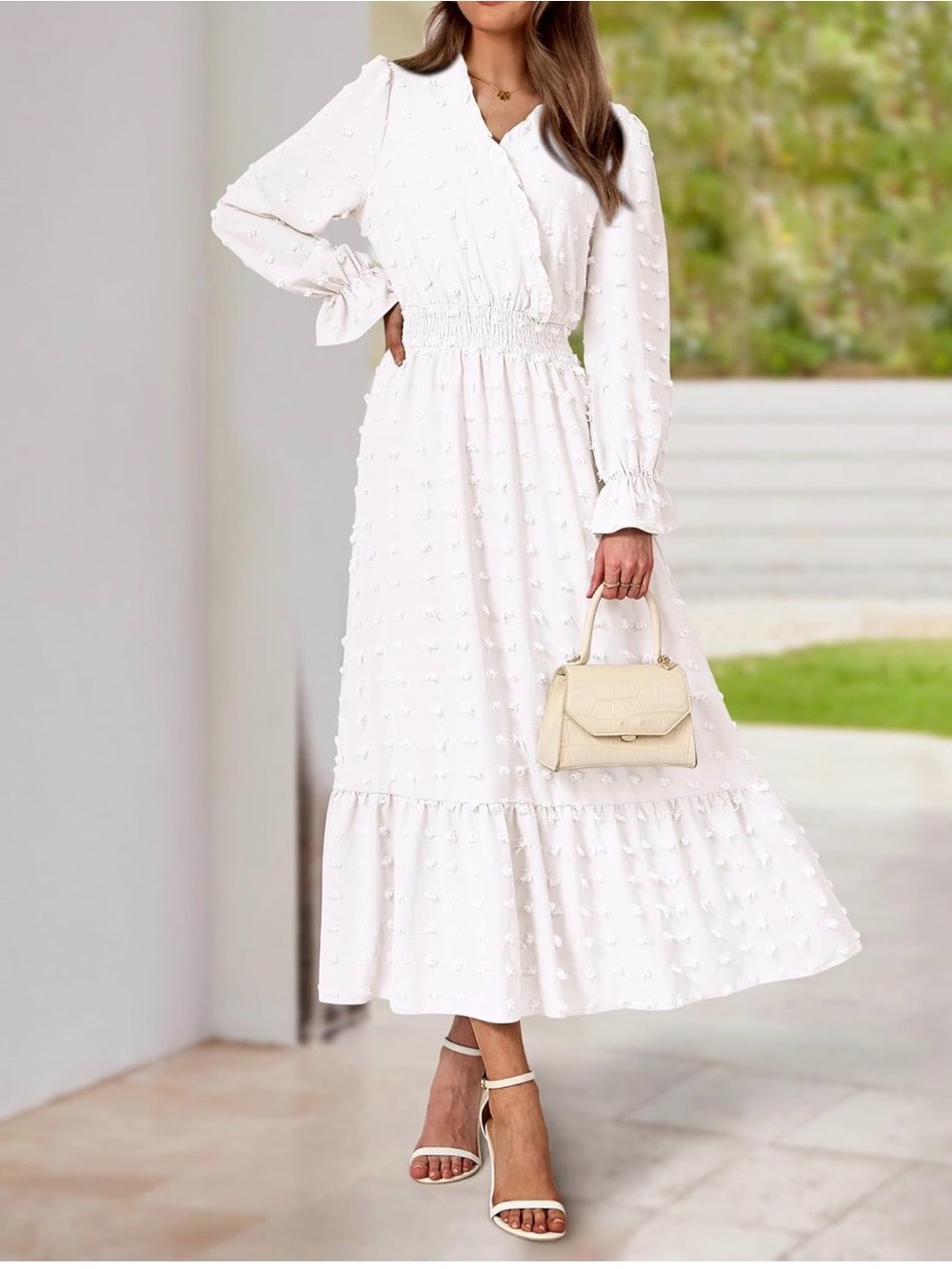 BTFBM Women Fall Maxi Dresses Swiss Dots Dress